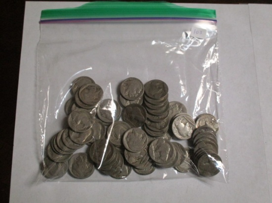 Buffalo Nickels no dates 66 Coins