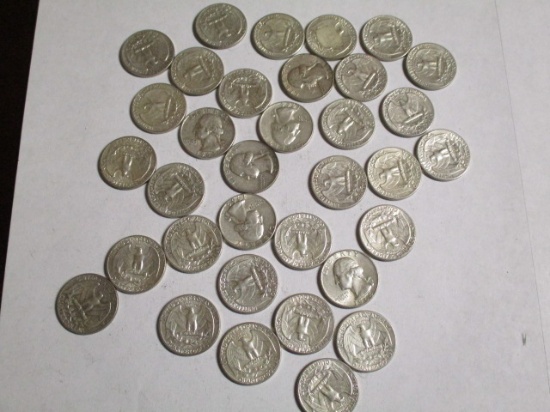 Silver Washington Quarters 1964 (34 coins)