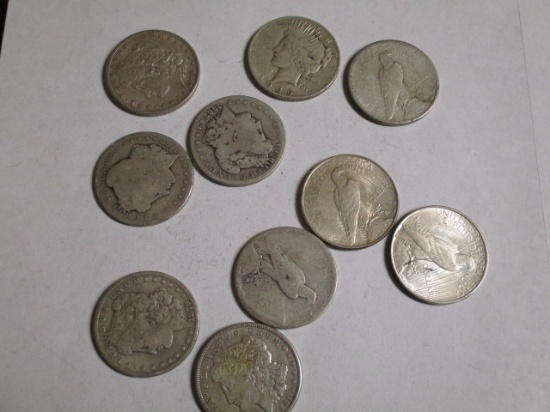 Silver Dollars 5 Morgan, 5 Peace