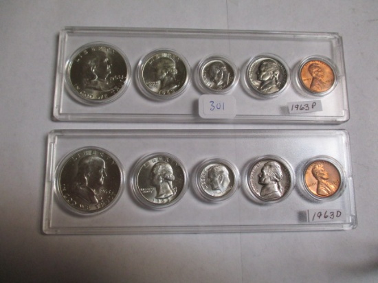 Silver Uncirculated Coin Set 1963 P & D (10 Coins)