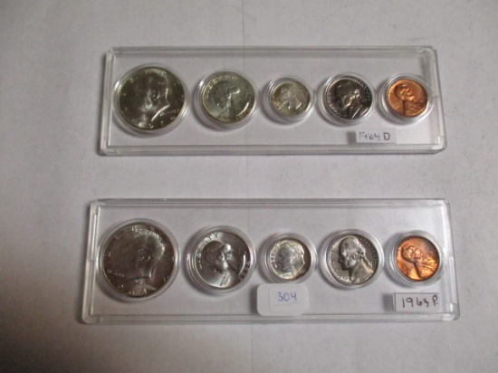 Silver Uncirculated Coin Set 1964 P & D (10 Coins)