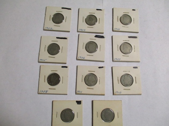 Liberty Nickel 1902-1912 Various Dates & Conditions 11 Coins