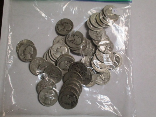 Silver Washington 25 cent most 30's & 40's (50 coins)