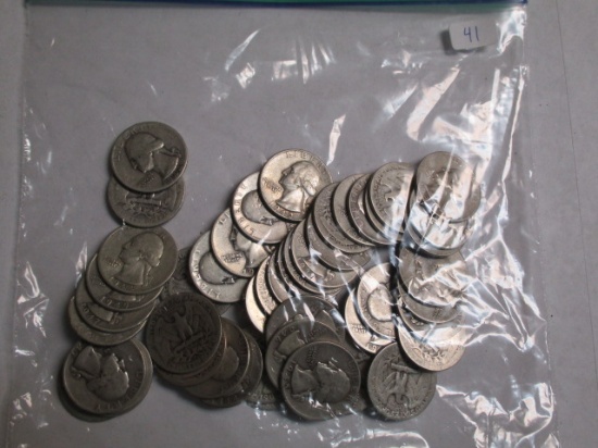 Silver Washington 25 cent most 30's & 40's (50 coins)