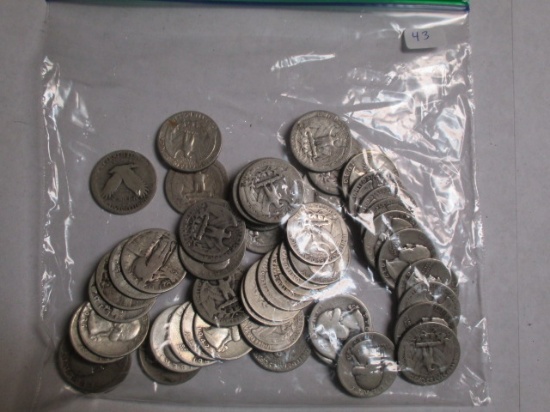 Silver Washington 25 cent 1930's & 40's & S Standing Liberty No Dates (50 Coins)