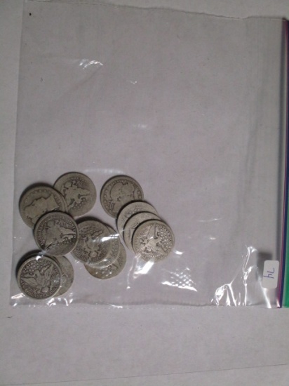 Barber Quarters Circulated (14 Coins)