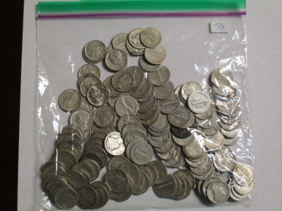 Mercury Dimes unsearched (150 coins)
