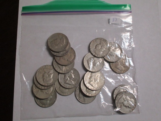 Silver Franklin Halves various dates (20 coins)