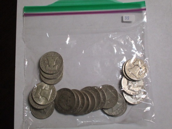 Silver Franklin Halves various dates (20 coins)