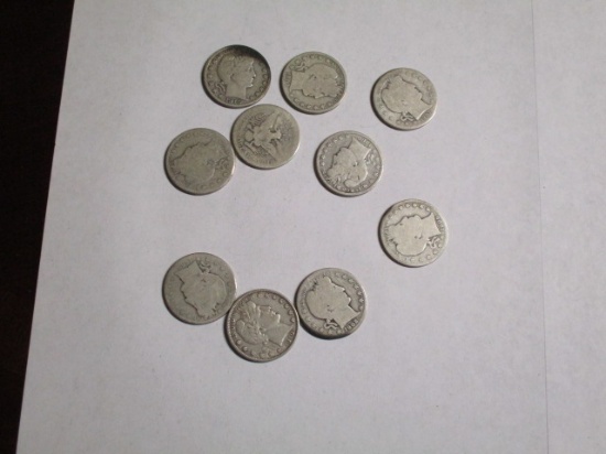 Barber Half Dollars (10 coins)