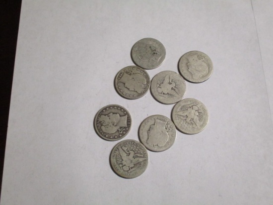 Barber Half Dollars (8 coins)