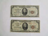 National Currency 1929 $20.00 notes (2 notes)