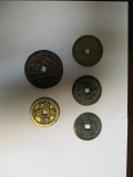 Ancient Chinesse bronze coins very large, heavy 5 coins