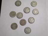 Barber Half Dollars (10 coins)