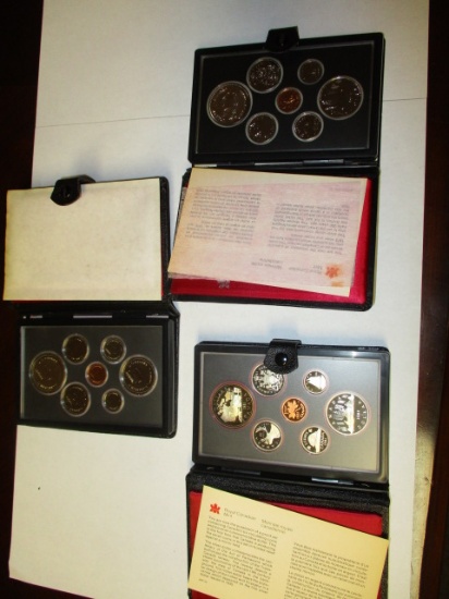 Royal Canadian Proof Sets each contain Silver Dollar Proof 1979,80,81