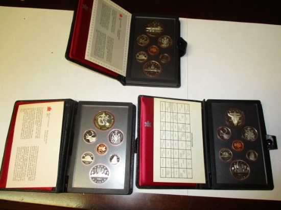 Royal Canadian Proof Sets each contain Silver Dollar Proof 1982,83,84