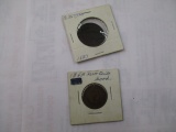 U.S. Obsolete copper coins 1827 Large cent Full Liberty, 1865 Two Cent piece