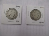 Barber half Dollars 1902 & 1908 O