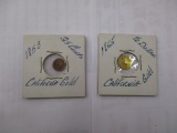 California Gold Speciment Coins 1853 25 Cent, 1855 Half Dollar 