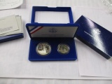 U.S. Mint Liberty Coin Set 1986 Proof (1) 1 ounce Silver Dollar, (1) half dollar Clad