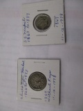 Early U.S. coins 1867 3 cent nickel C/N and 1967 shield 5 cent C/N