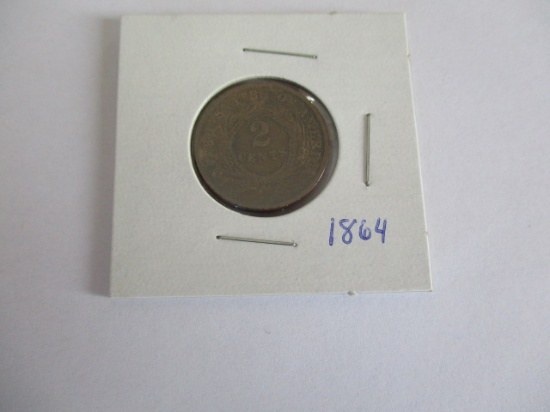 Two cent piece 1864 buyer to determine motto size