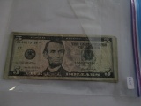 U.S. currency star notes $5.00 2006, $10.00 1950A, $20.00 1996,