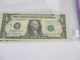 U.S. currency $1.00 consecutive serial numbers, two groups 7743-7746, 7864-7866