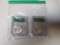 US silver eagles 2005 (2) graded slabbed MS-70, 2 coins