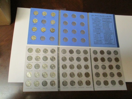 US 25 cent coins ( silver quarters, 30 statehood quarters, in albums