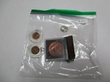 Novelty items 3 US cents, plus medal from US Denver mint