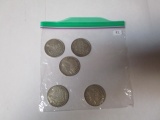 US silver dollars 1896 (2), 1921 (3) 5 coins