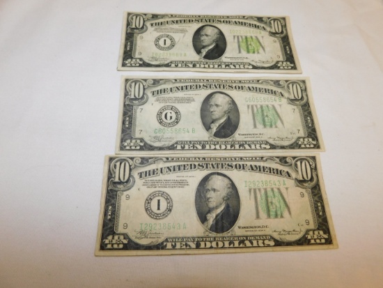 U.S. Currency $10 notes, 1934C (2), 1934D