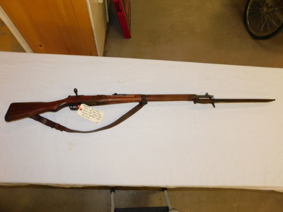 Japanese Arisaka type 99 rifle, Jap sling Mum not ground off bayonet returned with rifle arsenal 19