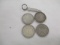 US silver Morgan dollars 1889,1921 (2), 1921S, 4 coins