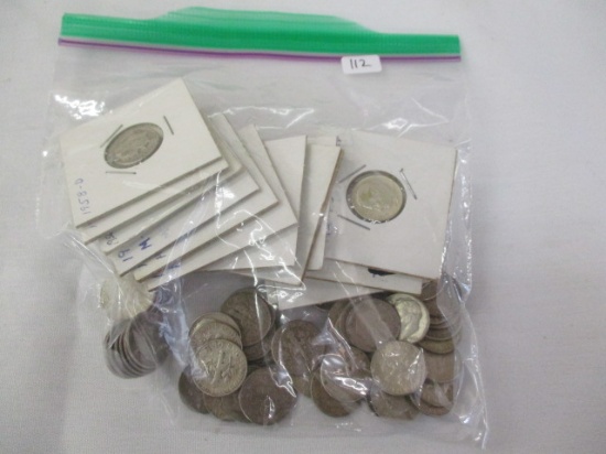 US Silver Roosevelt dimes various dates/mints, 68 coins