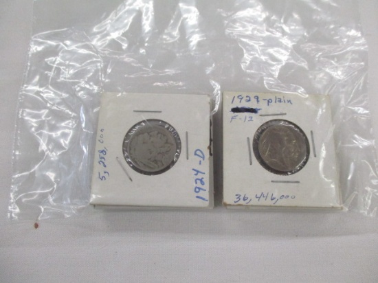 US Buffalo nickels 1918,1919D,1920D,23,24D,26D,27D,28D,1929, 9 coins