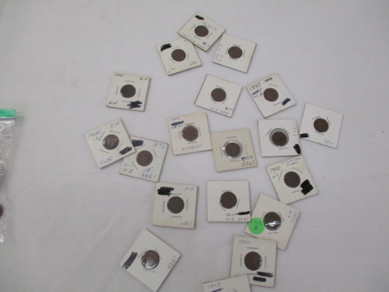 US Indian head cents 1890-1908 one each year 19 coins