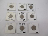 US Buffalo nickels all P mint 1914,15,16,17,18,19,20,21,23, 9 coins