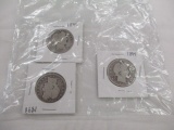 US Barber hald dollars 1894,1898, 1899, 3 coins