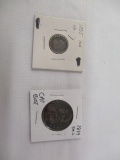 US Liberty cap dime 1835 VG & 1834 Capped Bust half dollar small L