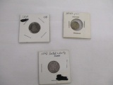 US seated liberty dimes 1839, 1842, 1843, 3 coins