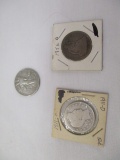 US Silver half dollar group Seated Liberty 1856 O, Barber 1911D, Walking Liberty 1942, 3 coins