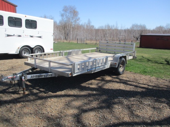 14’ DCT Silverline aluminum trailer w/fold down rear ramp & spare tire