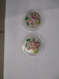 US American Eagle coins 1999 Colorized .999 UNC 2 coins
