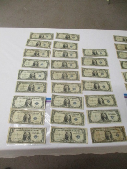 US Currency series 1935 $1.00 silver certificates, 25 bills