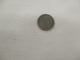 US Silver seated Liberty Dime 1875S mint mark under wreath