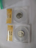 ANACS slabs Buffalo nickels 1928 MS64, 1938D MS64 2 coins