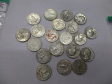 US silver Washington quarters common dates 20 coins