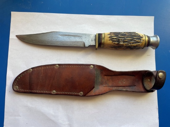 Soling bone handle knife w/sheath